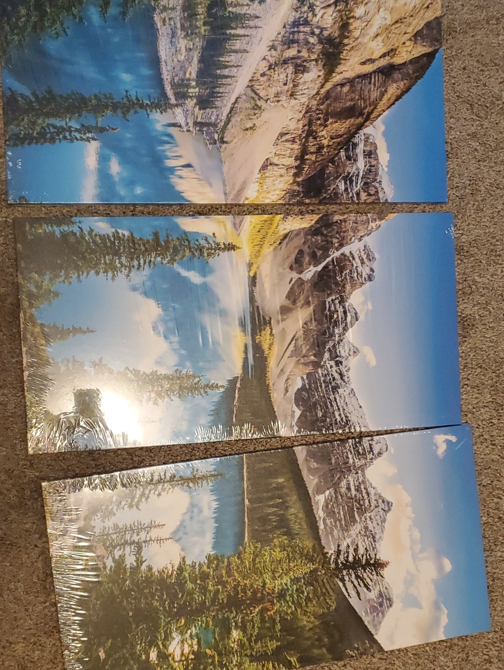 Tranquil Mountain Lake Wall Art Multi-Panel Print in Blue and Green